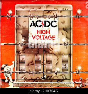 Copertina Vintage in vinile - AC-DC - alta tensione - Austr- 1975-ReRel Foto Stock