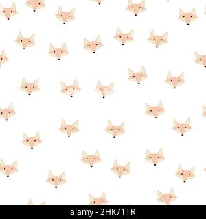 Motivo Fox senza cuciture in stile a mano libera. Testa animali su sfondo colorato. Illustrazione vettoriale per stampe tessili, tessuti, striscioni, sfondi e wa Illustrazione Vettoriale