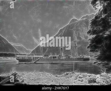 Ispirato da Rotorua a Milford Sound, studio Burton Brothers, studio fotografico, 1879, Dunedin, Fotografia in bianco e nero, reinventata da Artotop. L'arte classica reinventata con un tocco moderno. Design di calda e allegra luminosità e di raggi di luce. La fotografia si ispira al surrealismo e al futurismo, abbracciando l'energia dinamica della tecnologia moderna, del movimento, della velocità e rivoluzionando la cultura Foto Stock