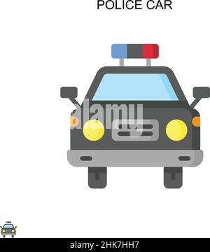 Icona vettore semplice auto della polizia. Modello di disegno del simbolo di illustrazione per l'elemento dell'interfaccia utente mobile Web. Illustrazione Vettoriale
