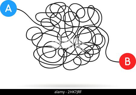 da a a b linea di scricbble sudicia Illustrazione Vettoriale