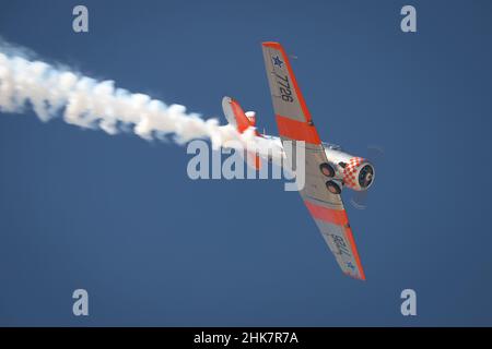 ESKISEHIR, TURCHIA - 12 SETTEMBRE 2021: M.S.O Air and Space Museum North American AT-6G Texan display in Sivrihisar SHG Airshow Foto Stock