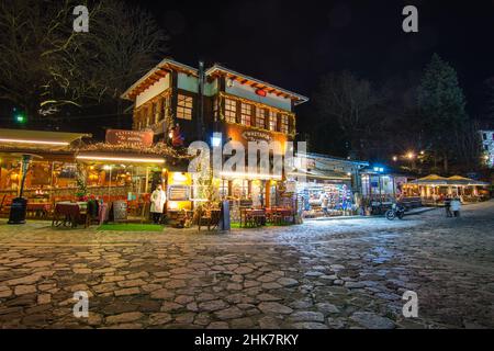 Metsovo è un villaggio in Epiro, sulle montagne del Pindus, nel nord della Grecia, tra Ioannina a nord e Meteora a sud. Foto Stock