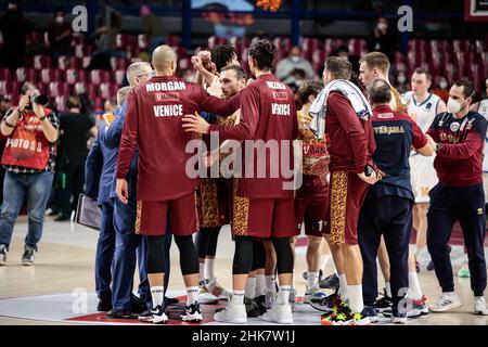 Palasport Taliercio, Venezia, 02 febbraio 2022, Umana Reyer Venezia durante la stagione di Umana Reyer Venezia vs Ratiopharm Ulm - Campionato europeo di basket Foto Stock