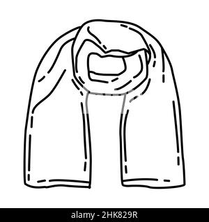 Sciarpe invernali da uomo parte di Accessori invernali e attività Set icone disegnate a mano Vector. Illustrazione Vettoriale