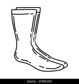 Calze invernali da uomo parte di Accessori invernali e attività Set icone disegnate a mano Vector. Illustrazione Vettoriale