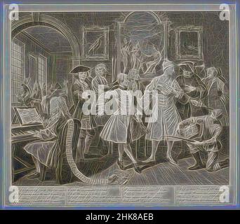 Ispirato ai progressi Di Un rastrello. Piastra 2. The Levee., William Hogarth, artist, 1735, Greater London, Incisione, il progresso Di Un Rake è una serie di otto dipinti di William Hogarth. Le tele sono state prodotte nel 1732-33, poi incise e pubblicate nel 1735. Te Papa ha l'insieme di otto incisioni. Il, reinventato da Artotop. L'arte classica reinventata con un tocco moderno. Design di calda e allegra luminosità e di raggi di luce. La fotografia si ispira al surrealismo e al futurismo, abbracciando l'energia dinamica della tecnologia moderna, del movimento, della velocità e rivoluzionando la cultura Foto Stock
