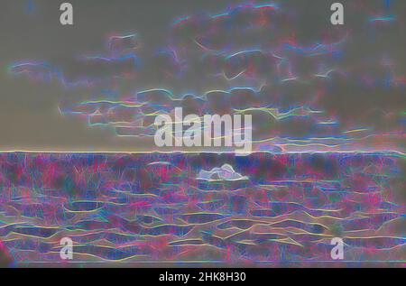 Ispirato dalla spedizione a Nova Zembla, un arcipelago russo nell'Oceano Artico nel 1880, Vista del Mare di Barents con carri di ghiaccio, reinventato da Artotop. L'arte classica reinventata con un tocco moderno. Design di calda e allegra luminosità e di raggi di luce. La fotografia si ispira al surrealismo e al futurismo, abbracciando l'energia dinamica della tecnologia moderna, del movimento, della velocità e rivoluzionando la cultura Foto Stock