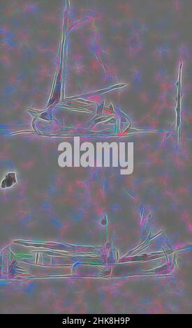 Ispirato dalla spedizione a Nova Zembla, un arcipelago russo nell'Oceano Artico nel 1880, foglio di studio con navi, reinventato da Artotop. L'arte classica reinventata con un tocco moderno. Design di calda e allegra luminosità e di raggi di luce. La fotografia si ispira al surrealismo e al futurismo, abbracciando l'energia dinamica della tecnologia moderna, del movimento, della velocità e rivoluzionando la cultura Foto Stock