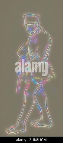 Ispirati dall'uomo possono essere portare un fucile o una spada. Soldato con un'arma, reinventato da Artotop. L'arte classica reinventata con un tocco moderno. Design di calda e allegra luminosità e di raggi di luce. La fotografia si ispira al surrealismo e al futurismo, abbracciando l'energia dinamica della tecnologia moderna, del movimento, della velocità e rivoluzionando la cultura Foto Stock