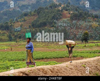 Scena rurale nel Rwand nord-occidentale Foto Stock