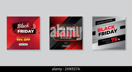Black Friday moderno banner Web quadrato promozionale Illustrazione Vettoriale