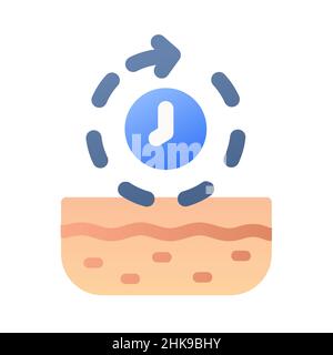 anti invecchiamento giovane trattamento bellezza dermatologia cura singola icona isolata con disegno vettoriale stile liscio Foto Stock