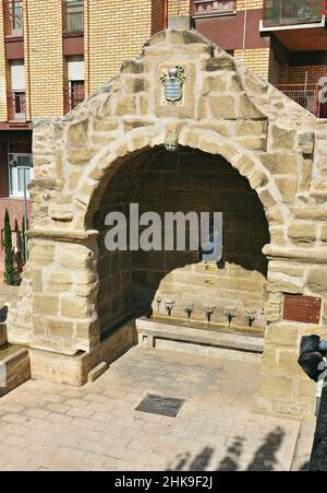 Fonte e lavanderia di Guissona della regione della provincia Segarra di Lérida, Catalogna, Spagna Foto Stock