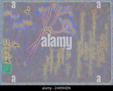 Ispirato da fiori di schermo, fiori di schermo giallo con diverse poesie., tipografo:, Giappone, c.. 1830 - c. 1840, carta, altezza 180 mm x larghezza 244 mm, reinventata da Artotop. L'arte classica reinventata con un tocco moderno. Design di calda e allegra luminosità e di raggi di luce. La fotografia si ispira al surrealismo e al futurismo, abbracciando l'energia dinamica della tecnologia moderna, del movimento, della velocità e rivoluzionando la cultura Foto Stock