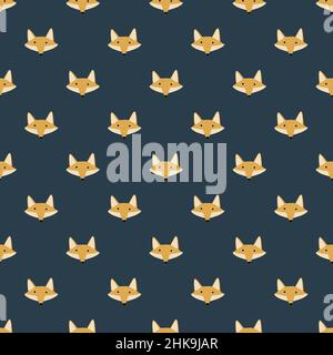 Motivo Fox senza cuciture in stile a mano libera. Testa animali su sfondo colorato. Illustrazione vettoriale per stampe tessili, tessuti, striscioni, sfondi e wa Illustrazione Vettoriale