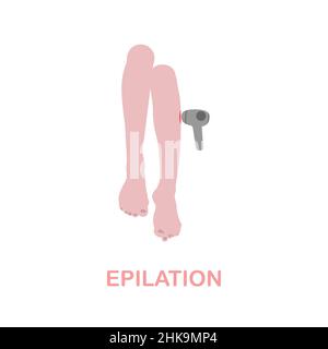 Icona di epilazione piatta. Segno elemento colorato dalla collezione del salone di bellezza. Icona di epilazione piatta per il Web design, le infografiche e altro ancora. Illustrazione Vettoriale