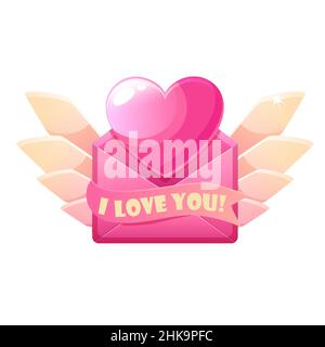 San Valentino busta icona lettera con cuore. Illustrazione Vettoriale