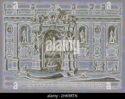 Ispirato da Ninfeo nel cortile del Palazzo Borghese di Roma, Fontana nel palazzo del cartello prencipe Borghese di Roma (...), le fontane ne palazzi e ne giardini di Roma, Fontane nei palazzi e giardini di Roma, numerate in basso a destra: 11. La stampa fa parte di un album., Print maker, Reimagined by Artotop. L'arte classica reinventata con un tocco moderno. Design di calda e allegra luminosità e di raggi di luce. La fotografia si ispira al surrealismo e al futurismo, abbracciando l'energia dinamica della tecnologia moderna, del movimento, della velocità e rivoluzionando la cultura Foto Stock