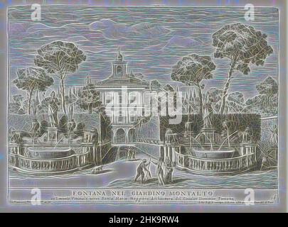 Ispirate dalle Fontane nei giardini di Villa Montalto Negroni a Roma, Fontana nel giardino Montalto (...), le fontane ne palazzi e ne giardini di Roma, Fontane nei palazzi e giardini di Roma, numerate in basso a destra: 16. La stampa fa parte di un album., stampatore: Giovanni Francesco, reinventato da Artotop. L'arte classica reinventata con un tocco moderno. Design di calda e allegra luminosità e di raggi di luce. La fotografia si ispira al surrealismo e al futurismo, abbracciando l'energia dinamica della tecnologia moderna, del movimento, della velocità e rivoluzionando la cultura Foto Stock