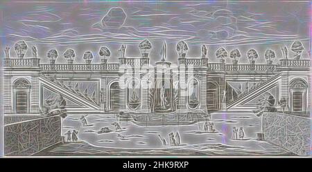 Ispirati dalla Fontana di Venere nei giardini di Villa Doria Pamphilj a Roma, Fons Veneris, le fontane ne palazzi e ne giardini di Roma, Fontane nei palazzi e giardini di Roma, numerate in basso a destra: 26. La stampa fa parte di un album., stampatore: Giovanni Battista Falda, Giovanni Battista, reinventato da Artotop. L'arte classica reinventata con un tocco moderno. Design di calda e allegra luminosità e di raggi di luce. La fotografia si ispira al surrealismo e al futurismo, abbracciando l'energia dinamica della tecnologia moderna, del movimento, della velocità e rivoluzionando la cultura Foto Stock