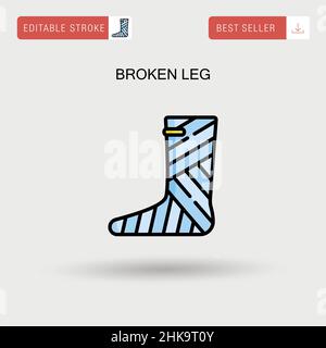 Icona vettore semplice gamba rotta. Illustrazione Vettoriale