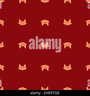 Motivo Fox senza cuciture in stile a mano libera. Testa animali su sfondo colorato. Illustrazione vettoriale per stampe tessili, tessuti, striscioni, sfondi e wa Illustrazione Vettoriale
