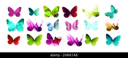 Set di farfalle acquerello. Illustrazione vettoriale Illustrazione Vettoriale