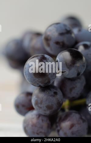 Mazzo di uve fresche su sfondo chiaro primo piano. Profondità di campo poco profonda Foto Stock