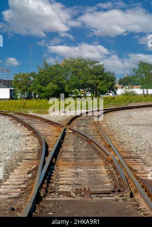 Railroad Switch per i clienti locali fuori dalla linea principale Foto Stock