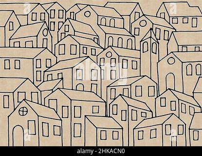 Città immaginaria ispirata alla vecchia città toscane - Io sono il proprietario del copyright di graffiti immagini utilizzate in questa immagine. Foto Stock