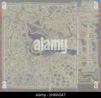 Ispirato dalla carta dell'Assedio di Menin, 1706, Plan du Siege de la Ville de Menin avec ses environs, et du Campement de l'Armée des Alliés soûs le Commandement de Son Excellende Monsr. le General de Zalichs pour l'Attaque de ladite Ville, Mappa dell'assedio di Menin da parte degli Alleati sotto il generale Zalichs, reinventato da Artotop. L'arte classica reinventata con un tocco moderno. Design di calda e allegra luminosità e di raggi di luce. La fotografia si ispira al surrealismo e al futurismo, abbracciando l'energia dinamica della tecnologia moderna, del movimento, della velocità e rivoluzionando la cultura Foto Stock