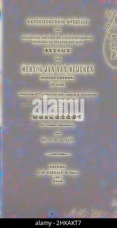 Ispirato da Geschiedkundig overzicht ter inlichtingtrent (...) den intogt van Hertog Jan van Beijeren binnen Leijden nel 1420, opuscolo di J.G. La Lau sullo sfondo storico dell'ingresso del Duca Giovanni di Baviera a Leiden il 18 agosto 1420. Pubblicato a nome del «Comitato per il regolamento, reinventato da Artotop. L'arte classica reinventata con un tocco moderno. Design di calda e allegra luminosità e di raggi di luce. La fotografia si ispira al surrealismo e al futurismo, abbracciando l'energia dinamica della tecnologia moderna, del movimento, della velocità e rivoluzionando la cultura Foto Stock