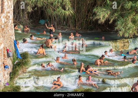 Cascata del Mulino, Terme di Saturnia, Toscana, Italia, Europa Foto Stock