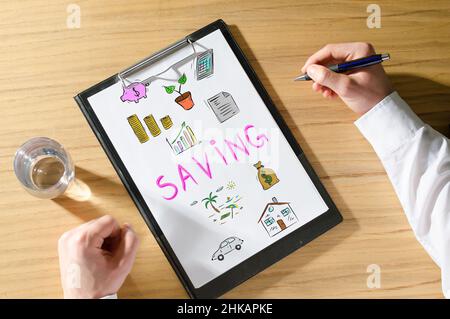 Salvataggio di un concetto in un clipboard Foto Stock