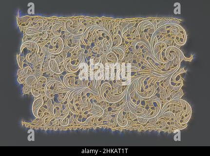 Ispirato da una striscia di pizzo a punta d'ago con foglie di acanto asimmetriche, una striscia di pizzo a punta d'ago di colore naturale, pizzo a rilievo veneziano. Modello con foglie di acanto asimmetriche in s- e c-voluti che terminano in fiori di palmetto. Barra irregolare con picot. Il bordo superiore è dritto con un, reimmaginato da Artotop. L'arte classica reinventata con un tocco moderno. Design di calda e allegra luminosità e di raggi di luce. La fotografia si ispira al surrealismo e al futurismo, abbracciando l'energia dinamica della tecnologia moderna, del movimento, della velocità e rivoluzionando la cultura Foto Stock