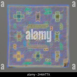 Ispirato da stopper di seta multicolore su lino, stopper di seta su lino. Il ricamo ha un bouquet al centro ed è firmato e datato: GESINA TJADEN VECCHIO 1 ANNI anno anno anno anno anno 1895., costruttore: Gesina Tjaden, Paesi Bassi, 1895, lino (materiale), Ricamo, lunghezza 50,0 cm x larghezza 50,0 cm, reinventato da Artotop. L'arte classica reinventata con un tocco moderno. Design di calda e allegra luminosità e di raggi di luce. La fotografia si ispira al surrealismo e al futurismo, abbracciando l'energia dinamica della tecnologia moderna, del movimento, della velocità e rivoluzionando la cultura Foto Stock
