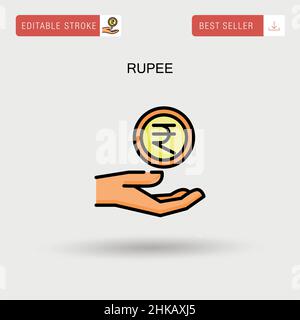 Rupee semplice icona vettoriale. Illustrazione Vettoriale