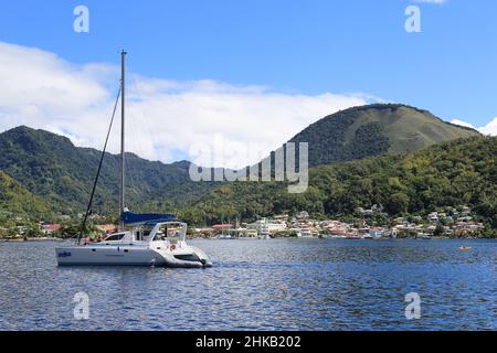 Lungomare Soufrière, Saint Lucia, Isole Windward, piccole Antille, Indie Occidentali, Mar dei Caraibi, America Centrale Foto Stock