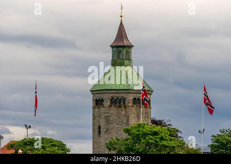 STAVANGER, NORVEGIA - 2020 LUGLIO 04. Torre di osservazione del fuoco di Valberg a Stavanger. Foto Stock