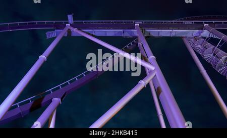 Montagne russe Silverstar da Europa-Park di notte Foto Stock