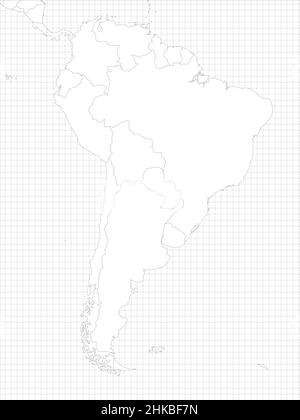 America del Sud semplice contorno vuoto mappa Illustrazione Vettoriale