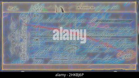 Ispirato da Bill of Exchange per A. de Graaff Campbell e D.Y. Campbell, schiavi proprietari di Sant'Eustatio, cambiale del valore di 2500 gilders nel nome di A. de Graaff Campbell e D.Y. Campbell, 17 luglio 1863. Cambiale emesso a slaveholders su Sant'Eustatius per compensarli al, reimmaginato da Artotop. L'arte classica reinventata con un tocco moderno. Design di calda e allegra luminosità e di raggi di luce. La fotografia si ispira al surrealismo e al futurismo, abbracciando l'energia dinamica della tecnologia moderna, del movimento, della velocità e rivoluzionando la cultura Foto Stock
