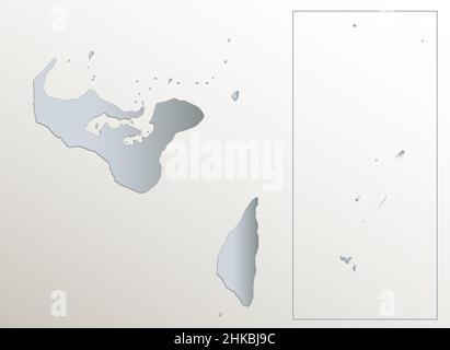 Mappa Tonga, isole, carta bianca blu 3D, vuota Foto Stock