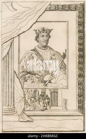 Antica incisione del 1812 di Enrico II d'Inghilterra. Enrico II (1133-1189) fu re d'Inghilterra dal 1154 fino alla sua morte nel 1189. FONTE: INCISIONE ORIGINALE Foto Stock