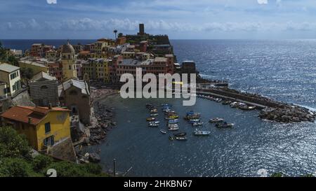 Vernazza e le Cinque Terre Foto Stock