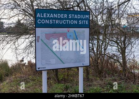 Costruzione dell'Alexander Stadium a Perry Barr, Birmingham per gli eventi sul campo e i 2022 piste dei Birmingham Commonwealth Games Foto Stock