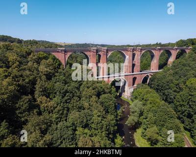 Panorama del Ponte Elstertal nel Vogtland Foto Stock