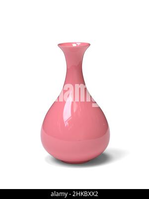 Vaso rosa vuoto isolato su sfondo bianco. 3D illustrazione. Foto Stock