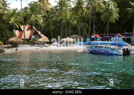 Anse Chastanet Beach Resort, Soufrière, Saint Lucia, Isole Windward, piccole Antille, Indie Occidentali, Mar dei Caraibi, America Centrale Foto Stock